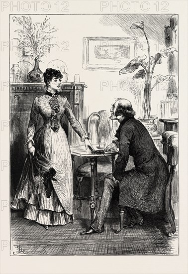 ADRIAN VIDAL, DRAWN BY F. BARNARD, "Don't you think," asked Lord St. Austell sweetly - "excuse me saying so; but don't you think that is a little bit prudish of you?"