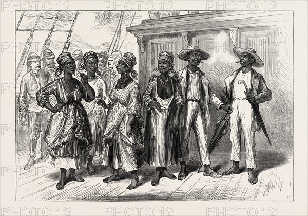 VISITORS ON BOARD THE VOLTA, 1874