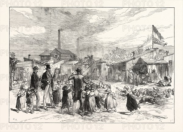 SKETCHES IN BERLIN: SQUATTERS' VILLAGE IN THE SCHLAECHTER-WEISE, GERMANY, 1873