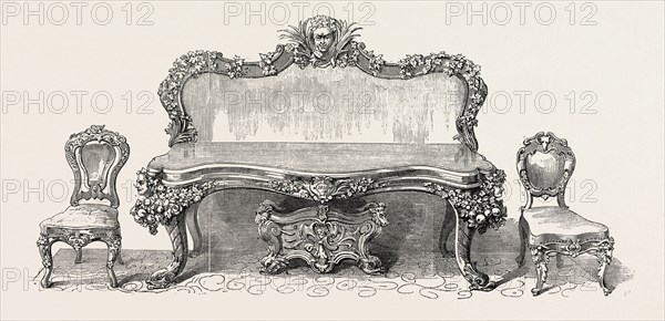 SIDEBOARD AND CHAIRS. BY MESSRS. HUNTER. 1851