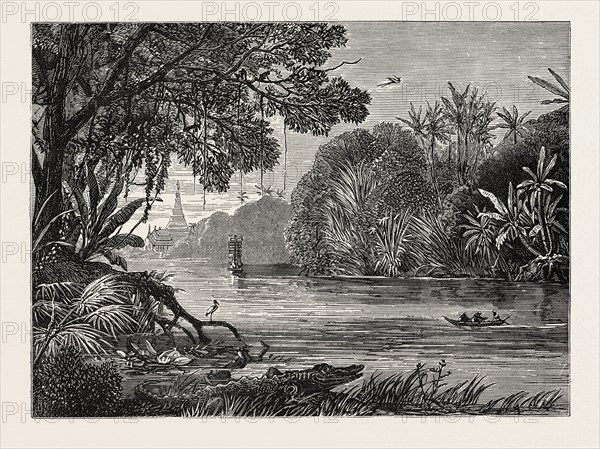 VIEW ON THE RIVER IRRAWADDY, BURMAH