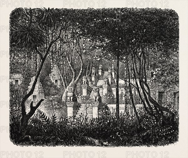 RUINS ON MOUNT BAKHENG, CAMBODIA.