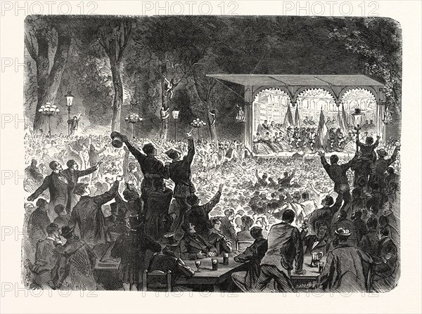 Franco-Prussian War: The Marseillaise in a public garden in Paris, France