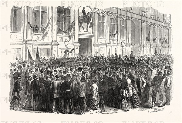 Franco-Prussian War: Proclamation of the Republic in front of the Hotel de Ville in Paris on 4 September 1870, France