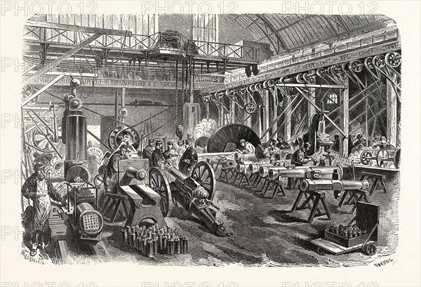 Franco-Prussian War: Manufacture of machine guns and conversion of muzzle-loaders in a Paris foundry piece, France