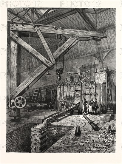Franco-Prussian War: Cast of a gun, the Little Moniteur, in the workshops of Broquin and Laine, France