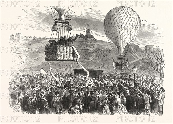 Franco-Prussian War: Leaving of Gambetta, Minister for the Interior, to Tours by means of balloon Armand Barbes, 7 October 1870, France