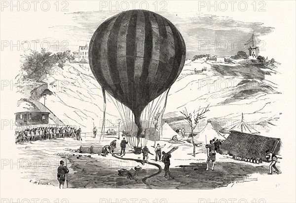 Franco-Prussian War: The Balloon Neptune on the St. Pierre de Montmartre Square, near the Solferino tower, France