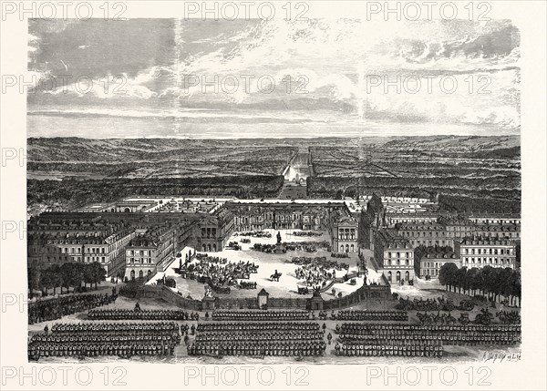 Franco-Prussian War: Versailles, German headquarter. Revue on the weapon place