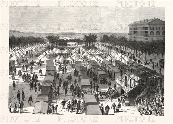 Franco-Prussian War: Tents and wagons-hospital on the Esplanade in Metz after the surrender, France