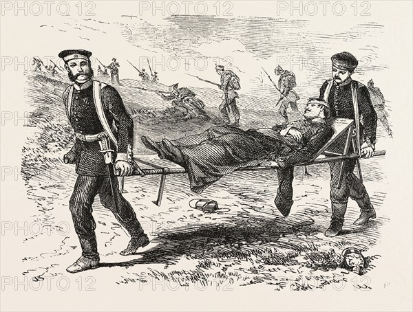 Franco-Prussian War: Stretcher bearers on the battlefield