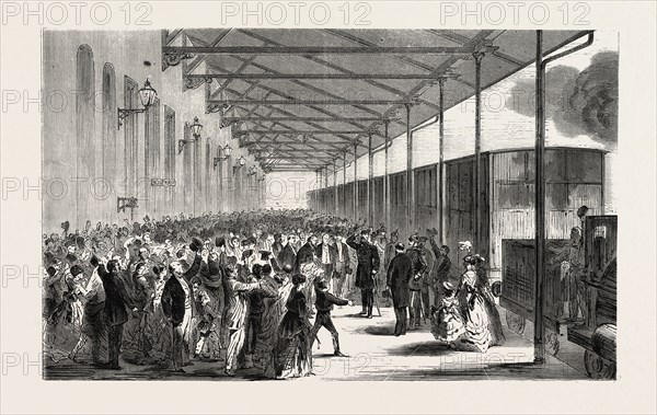 FRANCO-PRUSSIAN WAR: RECEPTION OF THE ROYAL PRINCE OF PRUSSIA ON THE RAILWAY STATION OF LEIPZIG July 26, 1870