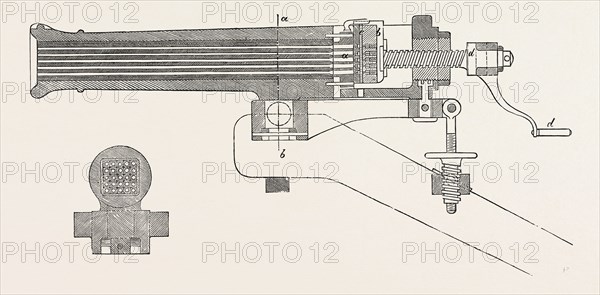 FRANCO-PRUSSIAN WAR: THE GUN, perpendicular section, ENGRAVING 1870