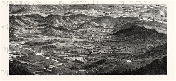 FRANCO-PRUSSIAN WAR: RELIEF MAP OF THE THEATRE OF WAR, THE RHINE MOSELLE, 1870