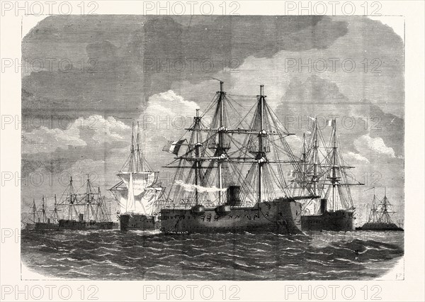 FRANCO-PRUSSIAN WAR: BLOCKADE OF THE BALTIC SEA, Armored FRENCH FLEET NEAR HELGOLAND, 11 AUGUST 1870