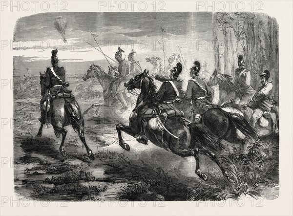 FRANCO-PRUSSIAN WAR: LIGHT BAVARIAN CAVALRY PURSUING A FRENCH MAIL BALLOON