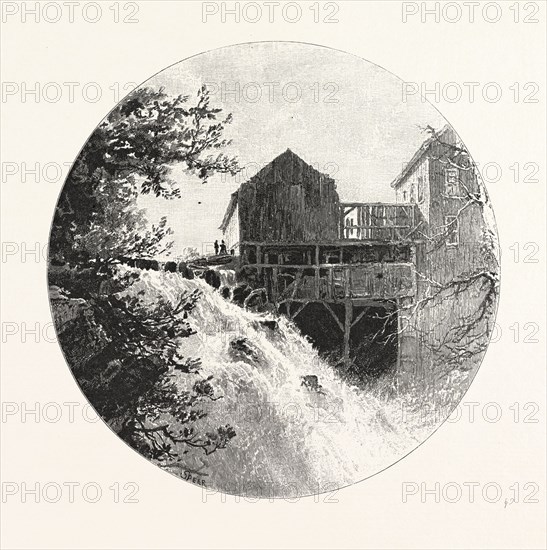 INGLIS FALLS, CANADA, NINETEENTH CENTURY ENGRAVING