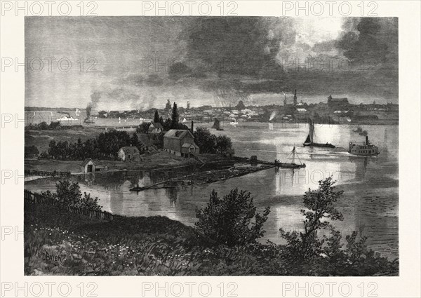 KINGSTON, FROM BARRIEFIELD, CANADA, NINETEENTH CENTURY ENGRAVING