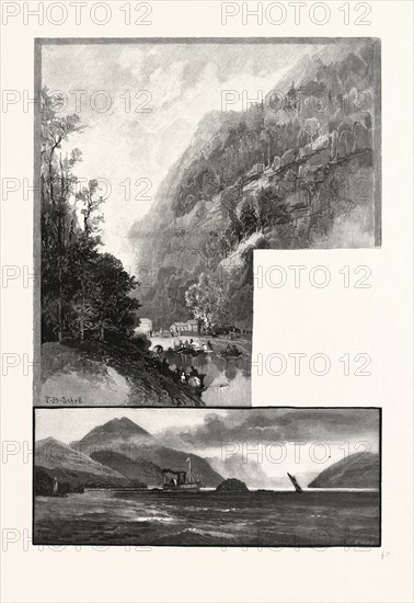 SOUTH EASTERN QUEBEC, OWL'S HEAD, FROM MOUNTAIN HOUSE (TOP); OWL'S HEAD, FROM LAKE MEMPHREMAGOG (BOTTOM), CANADA, NINETEENTH CENTURY ENGRAVING