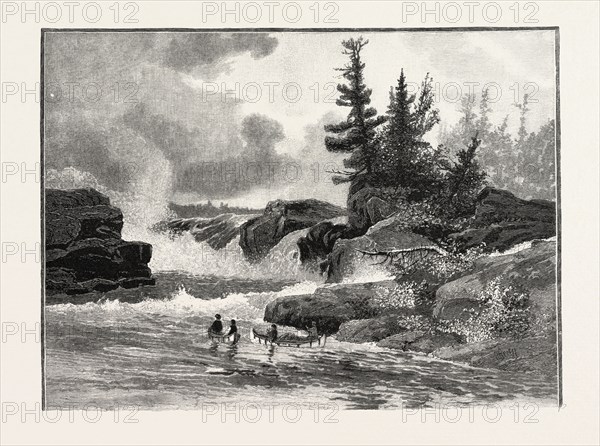 THE LOWER ST. LAWRENCE AND THE SAGUENAY, ON THE UPPER SAGUENAY, CANADA, NINETEENTH CENTURY ENGRAVING