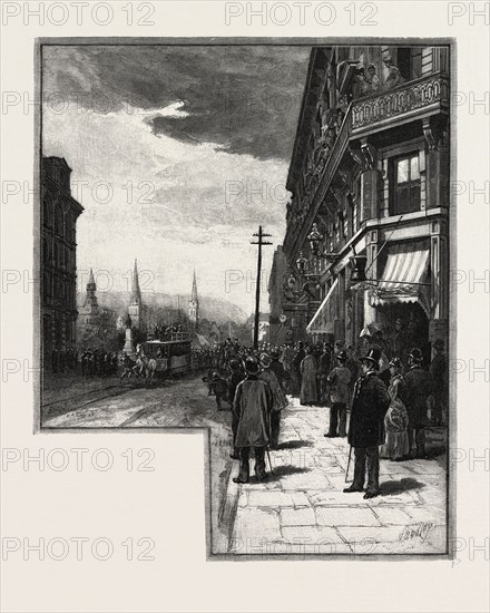 MONTREAL, McGILL STREET, CANADA, NINETEENTH CENTURY ENGRAVING