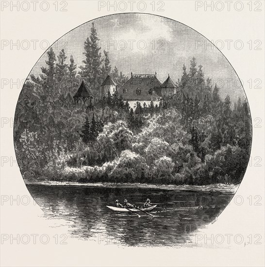 LOWER OTTAWA, MONTEBELLO, HOME OF PAPINEAU, CANADA, NINETEENTH CENTURY ENGRAVING