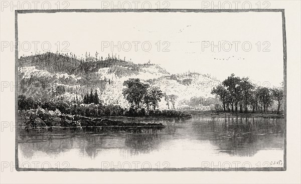 NORTH SHORE OF THE OTTAWA, CANADA, NINETEENTH CENTURY ENGRAVING