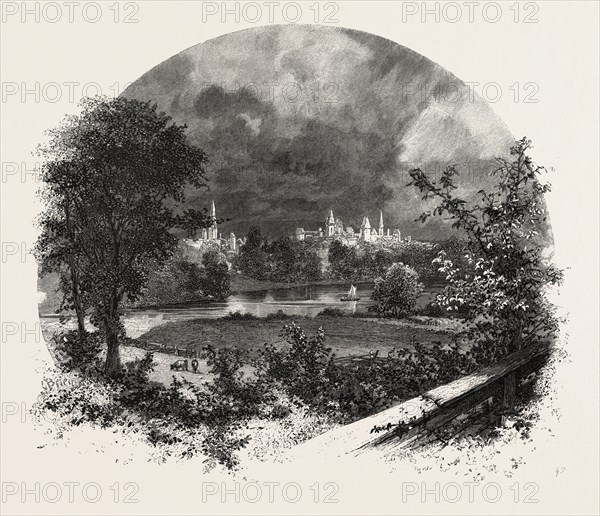 OTTAWA, A GLIMPSE OF THE CAPITAL, CANADA, NINETEENTH CENTURY ENGRAVING