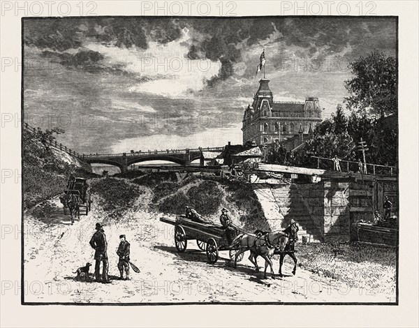 OTTAWA, RIDEAU CANAL LOCKS, CANADA, NINETEENTH CENTURY ENGRAVING