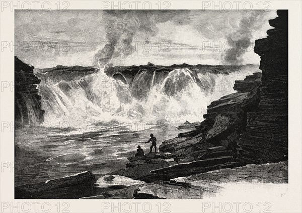 OTTAWA, Chaudiere Falls, CANADA, NINETEENTH CENTURY ENGRAVING