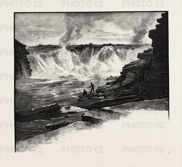 OTTAWA, CHAUDIERE FALLS, CANADA, NINETEENTH CENTURY ENGRAVING