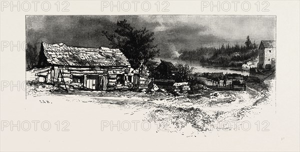 THE CHATS, FROM PONTIAC, CANADA, NINETEENTH CENTURY ENGRAVING