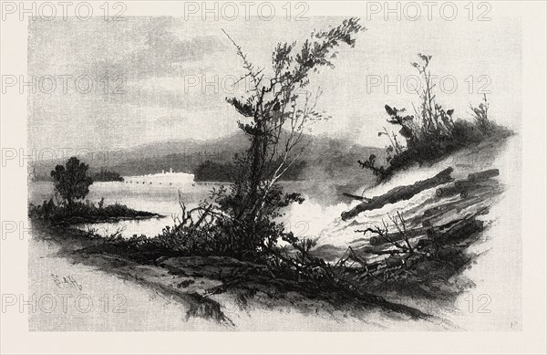 QUIO, FROM THE CHATS, CANADA, NINETEENTH CENTURY ENGRAVING