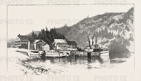 THE UPPER OTTAWA, DES JOACHIMS LANDING, CANADA, NINETEENTH CENTURY ENGRAVING