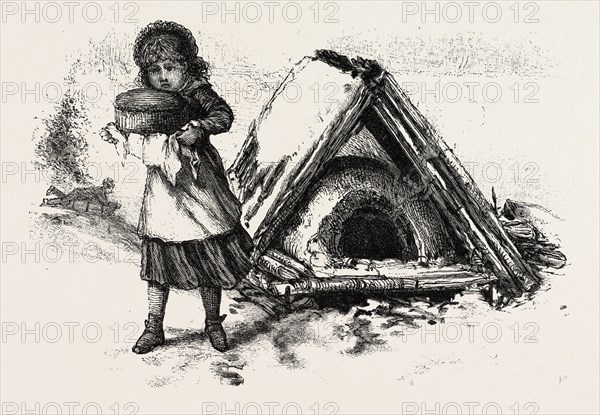 COOKING OUTDOORS, CANADA, NINETEENTH CENTURY ENGRAVING