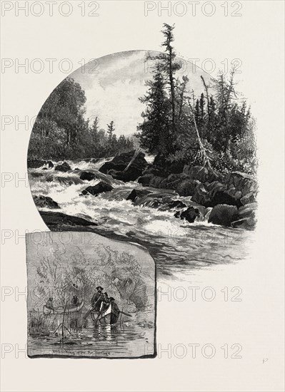 THE UPPER LAKES, ON THE KAMINISTIQUIA, CANADA, NINETEENTH CENTURY ENGRAVING