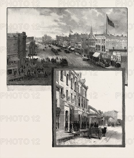 MANITOBA, MAIN STREET WINNIPEG, CANADA, NINETEENTH CENTURY ENGRAVING