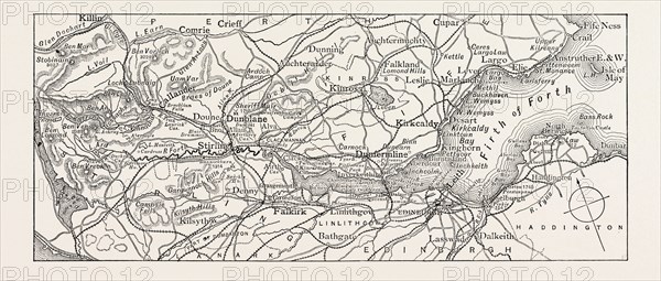 MAP OF THE FORTH, UK, Scotland