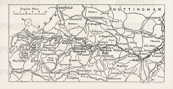 MAP OF THE COURSE OF THE DERWENT, UK