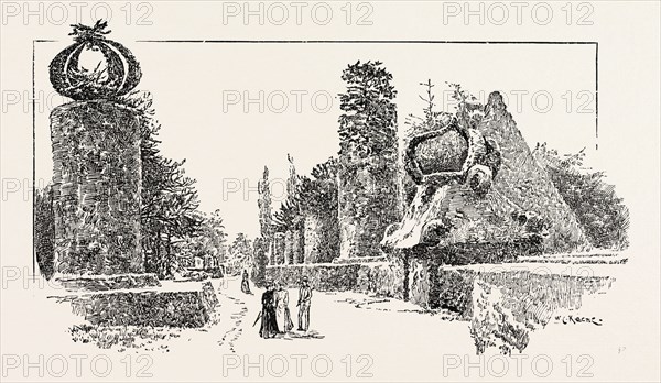 IN THE SOUTH GARDENS, ELVASTON, UK. Elvaston is a small village and civil parish in Derbyshire, England. Located to the south-east of Derby, Elvaston itself is dominated by Elvaston Castle, a country house