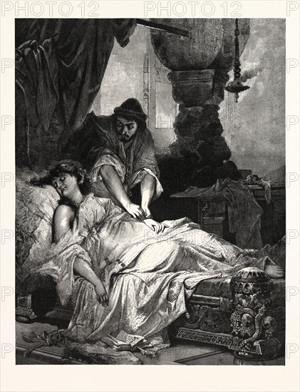 IACHIMO AND IMOGEN. A. LIEZEN MAYER. William Shakespeare's play Cymbeline. SÃ¡ndor Liezen-Mayer or Alexander von Liezen-Mayer (24 January 1839 - 19 February 1898) was a Hungarian painter.