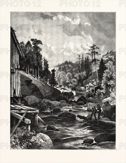 ON THE MISSISQUOI. Thomas Moran (February 12, 1837 â€ì August 25, 1926) from Bolton, England was an American painter and printmaker of the Hudson River School in New York whose work often featured the Rocky Mountains. Missisquoi River is a tributary of Lake Champlain, approximately 80 mile (130 km) long, in northern Vermont in the United States and southern Quebec in Canada.