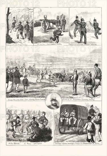 EASTER MONDAY WITH THE VOLUNTEERS AT TRING, ENGRAVING 1876, UK, britain, british, europe, united kingdom, great britain, european