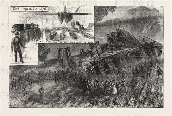 THE FATAL RAILWAY ACCIDENT: RAILWAY NEAR RADSTOCK, ENGRAVING 1876, UK