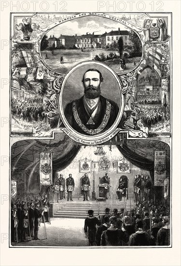 THE PRINCE AND PRINCESS OF WALES AT NORWICH, ENGRAVING 1876, UK, britain, british, europe, united kingdom, great britain, european