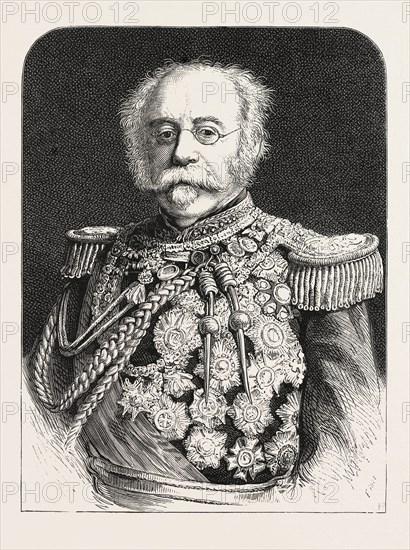 THE LATE DUC DE SALDANHA, PORTUGUESE MINISTER TO THE ENGLISH COURT, ENGRAVING 1876