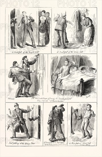 NEW YEAR'S DAY IN SCOTLAND, FIRST FOOTING, ENGRAVING 1876, UK, britain, british, europe, united kingdom, great britain, european