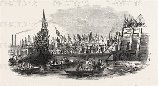 LORD MAYOR'S SHOW, THE LANDING AT WESTMINSTER, LONDON, UK, 1846