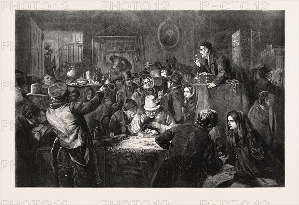 "THE LAST DAY OF THE SALE", FROM A PAINTING BY G.B. O'NEILL, IN THE EXHIBITION OF THE ROYAL ACADEMY, UK, 1857