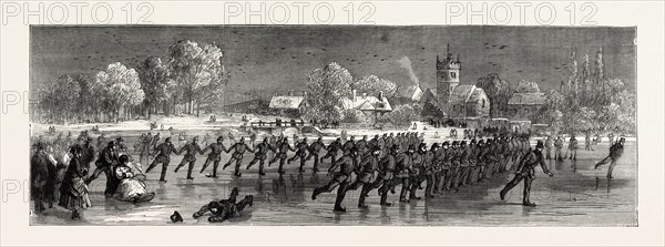 SKATING PARADE OF THE FIRST HUNTINGDONSHIRE RIFLE VOLUNTEERS, UK, 1871